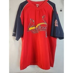 ST LOUIS CARDINALS Men Red Navy Embroidered Pullover Jersey XL Stitches MLB